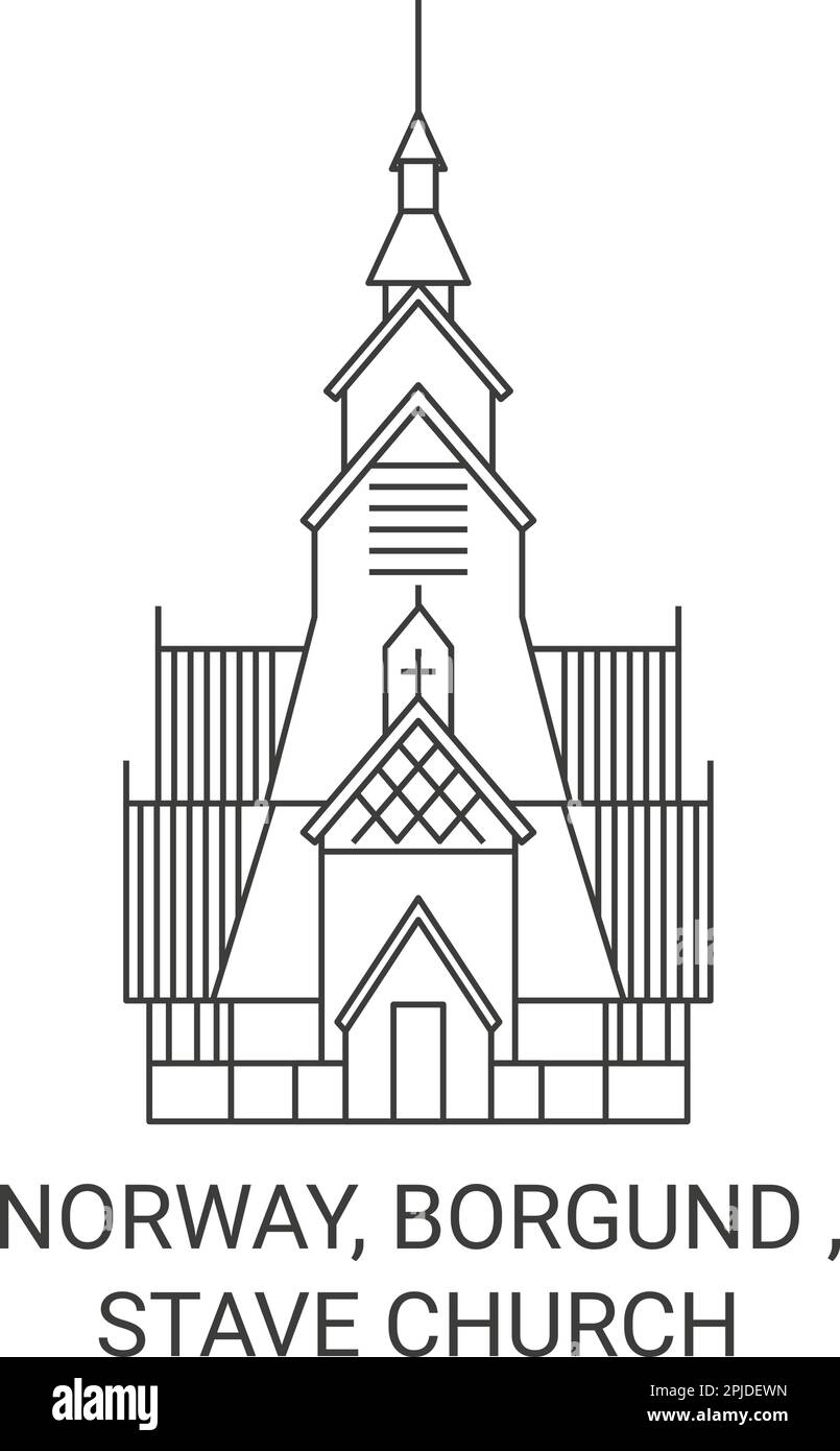 Norvège, Borgund , Stave Church Voyage repère illustration vecteur Illustration de Vecteur
