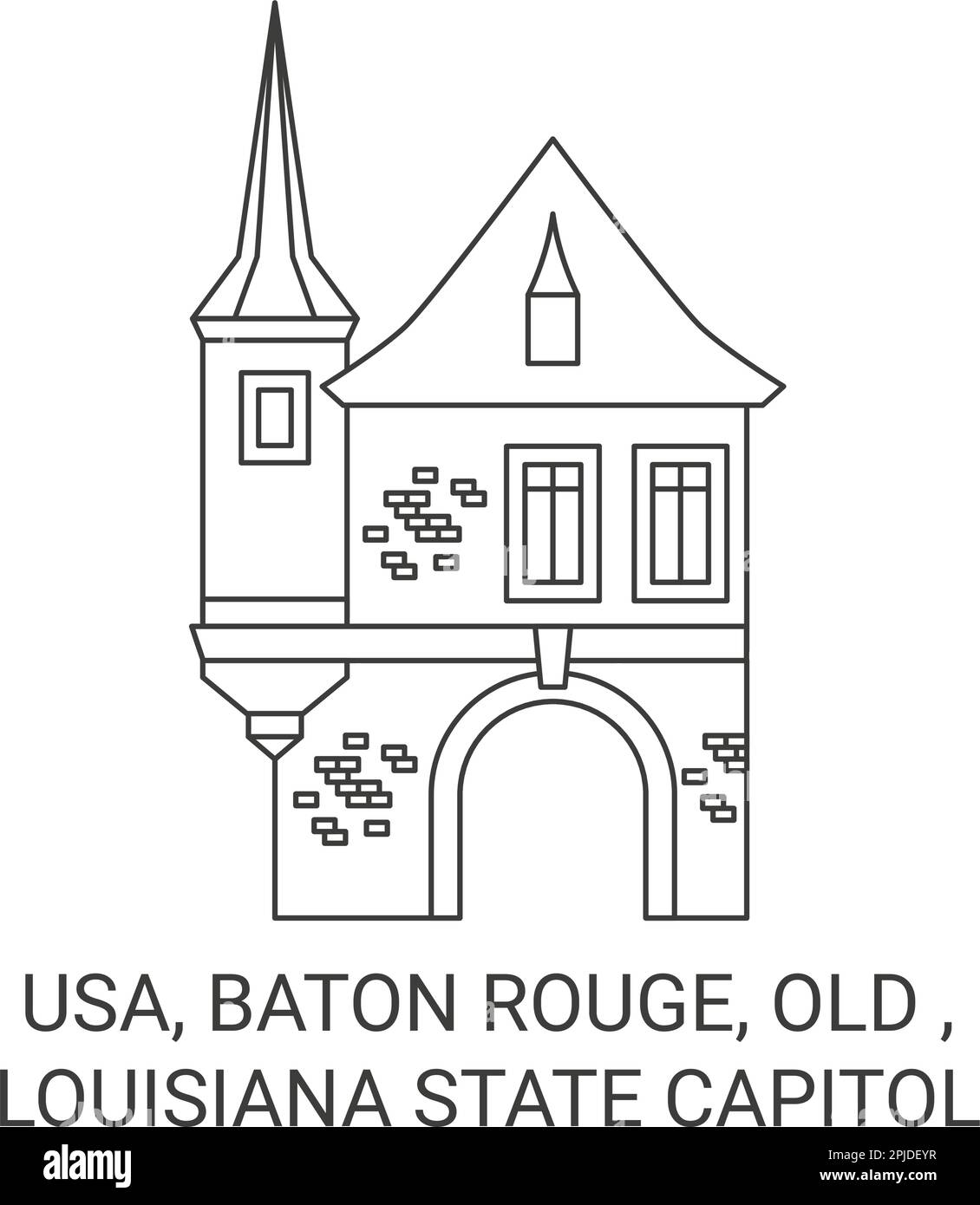 Etats-Unis, Baton Rouge, Old , Louisiana State Capitol Voyage scénario illustration Illustration de Vecteur