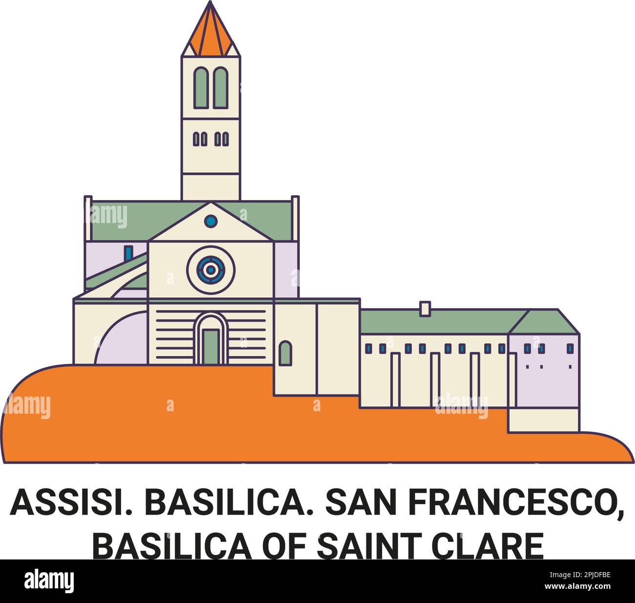 Italie, Basilique. San Francesco, Basilique de Saint Clare Voyage repère illustration vectorielle Illustration de Vecteur