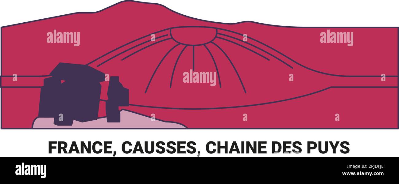 France, Causses, Chaine des Puys voyage illustration vectorielle Illustration de Vecteur