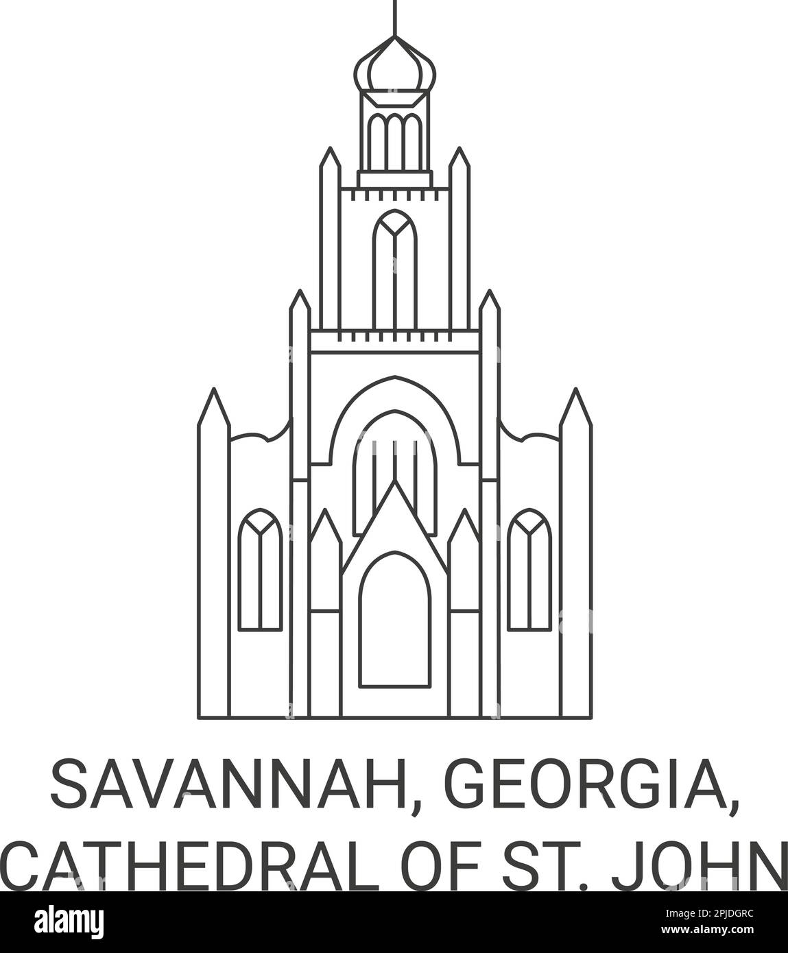 États-Unis, Savannah, Géorgie, Cathédrale de St. Illustration du vecteur de repère de John Travel Illustration de Vecteur