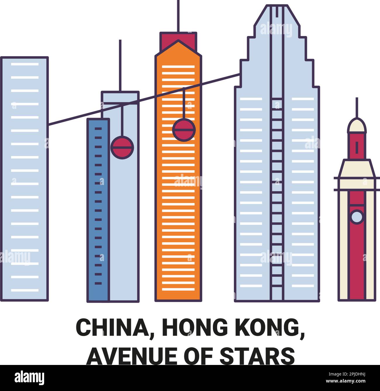 Chine, Hong Kong, Avenue of Stars Travel illustration vectorielle Illustration de Vecteur