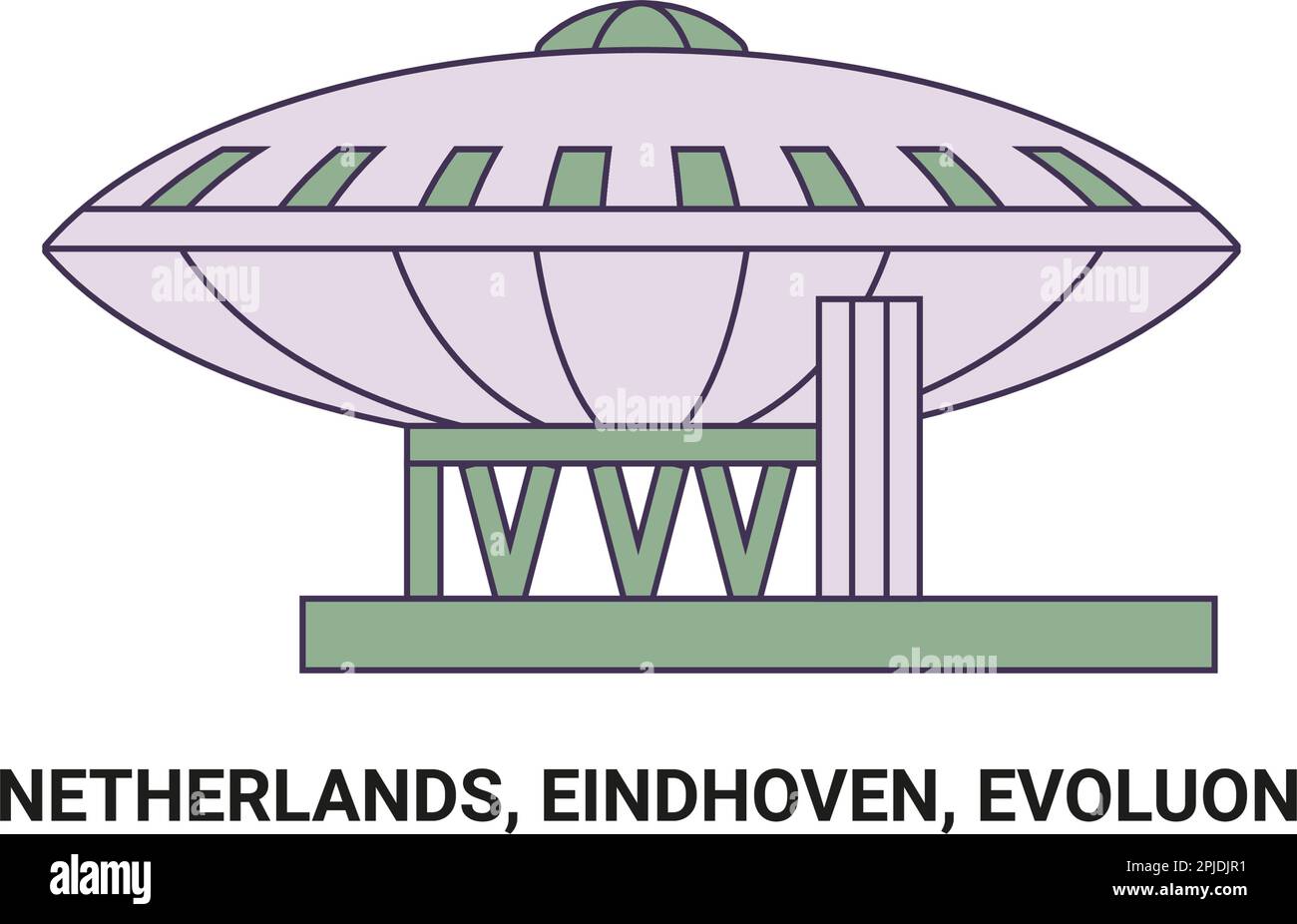 Pays-Bas, Eindhoven, Evoluon, illustration vectorielle de voyage Illustration de Vecteur