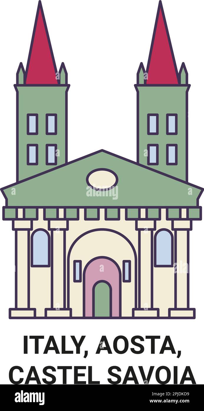 Italie, Aoste, Castel Savoia voyage illustration vectorielle Illustration de Vecteur