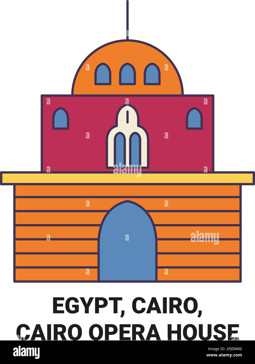 Égypte, le Caire, l'Opéra du Caire voyage illustration vectorielle historique Illustration de Vecteur
