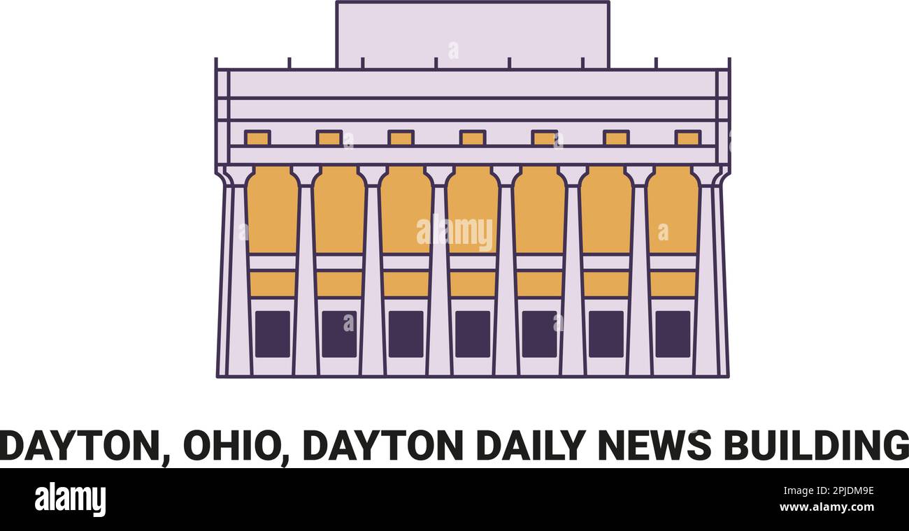 États-Unis, Dayton, Ohio, Dayton Daily News Building, illustration vectorielle de voyage Illustration de Vecteur