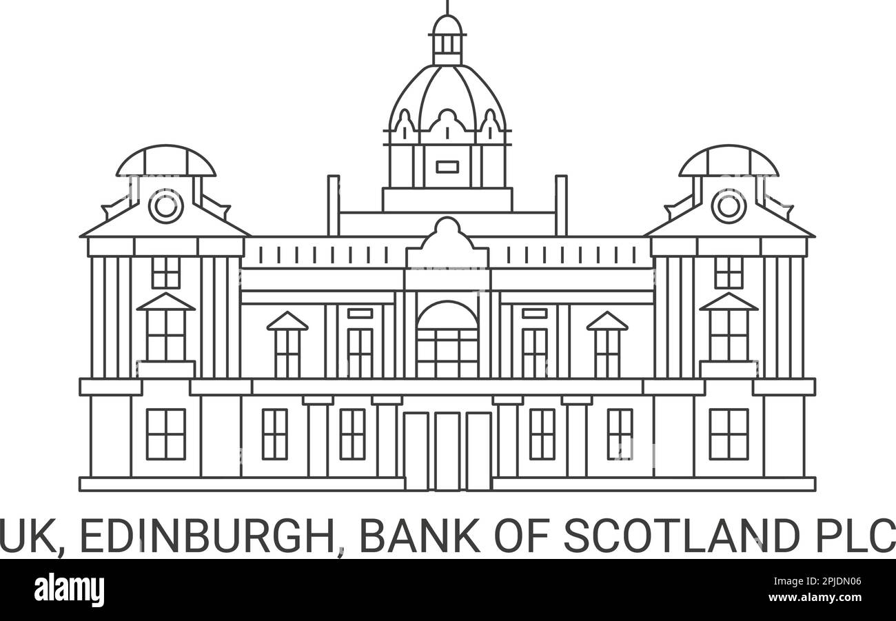 Angleterre, Edimbourg, Bank of Scotland PLC, illustration vectorielle de voyage Illustration de Vecteur