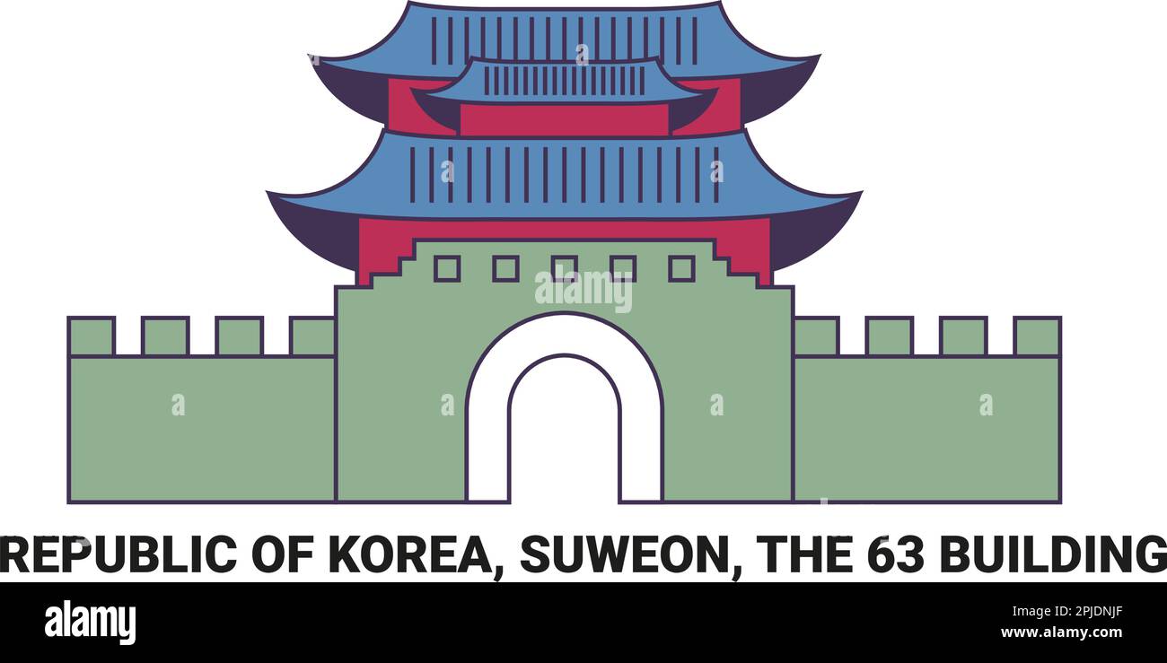 République de Corée, Suweon, le bâtiment, illustration vectorielle de voyage Illustration de Vecteur