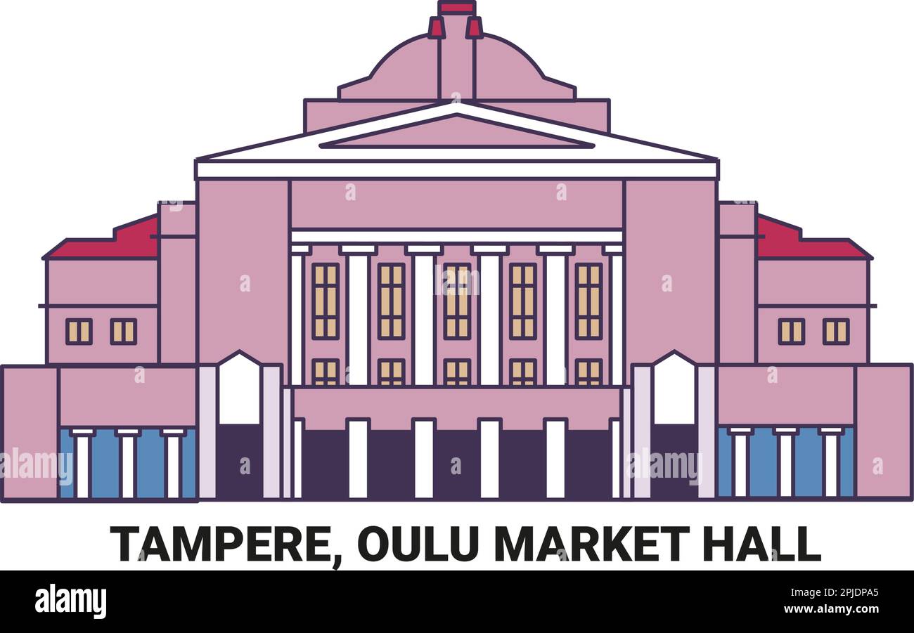 Finlande, Tampere, Oulu Market Hall, illustration vectorielle de voyage Illustration de Vecteur