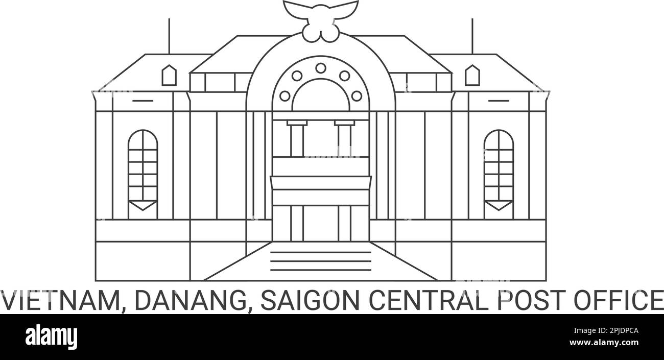 Vietnam, Danang, poste centrale de Saigon, illustration de vecteur de voyage Illustration de Vecteur