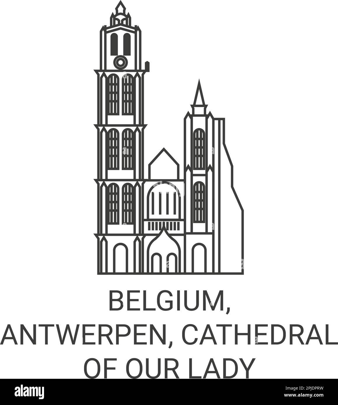 Belgique, Antwerpen, Cathédrale de notre-Dame Voyage repère illustration vecteur Illustration de Vecteur