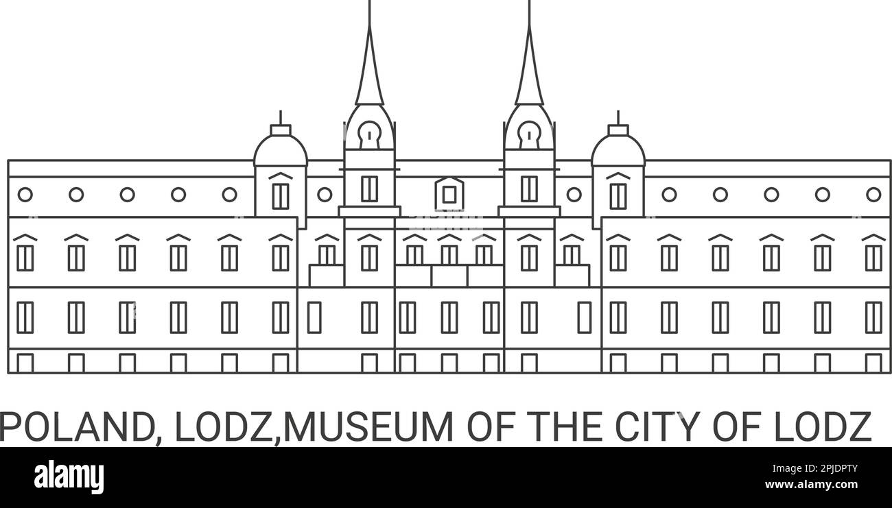 Pologne, Lodz, Musée de la ville de Lodz, illustration vectorielle de voyage Illustration de Vecteur