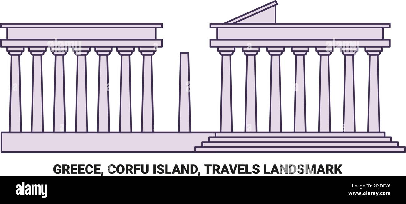 Grèce, l'île de Corfou, Travels Landsmark Voyage illustration du vecteur de repère Illustration de Vecteur
