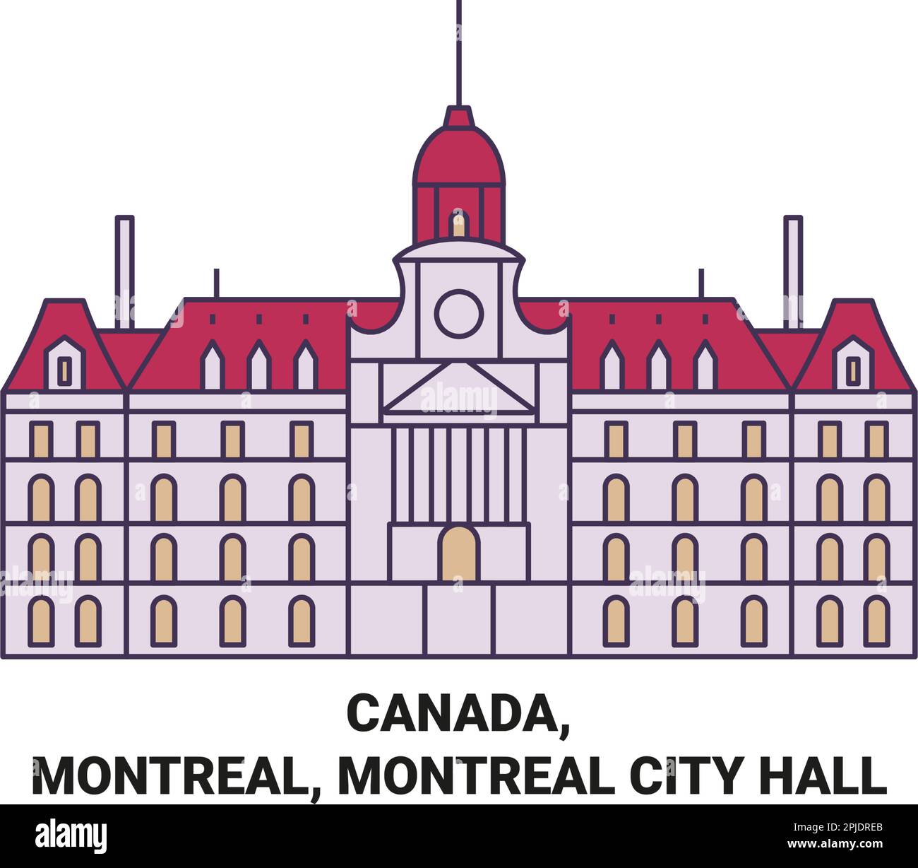 Canada, Montréal, Montréal Hôtel de ville de Montréal voyage illustration vectorielle Illustration de Vecteur