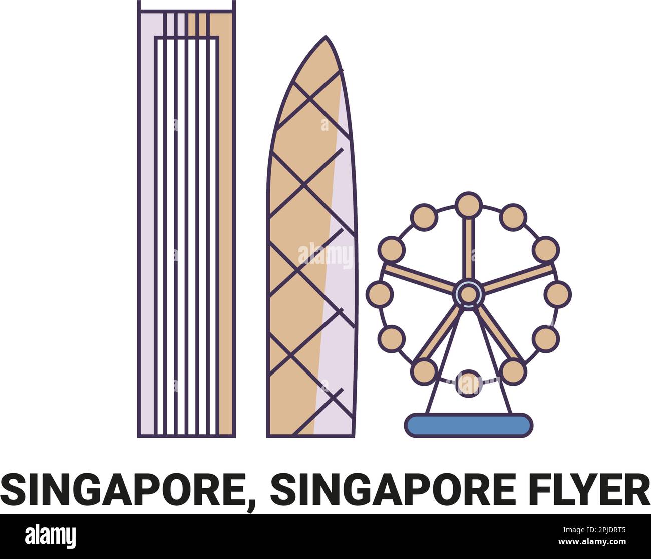 Singapour, Singapore Flyer, illustration vectorielle de voyage Illustration de Vecteur