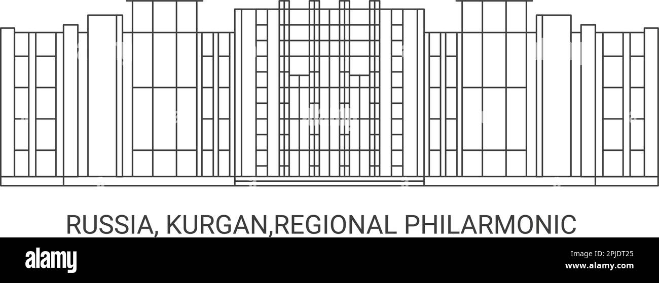 Russie, Kurgan,Philarmonic régional , illustration du vecteur de voyage historique Illustration de Vecteur