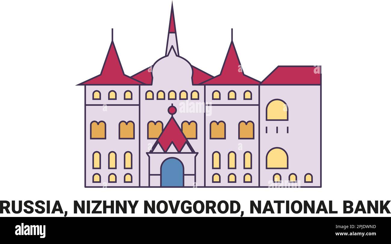 Russie, Nizhny Novgorod, Banque nationale, illustration vectorielle de voyage Illustration de Vecteur