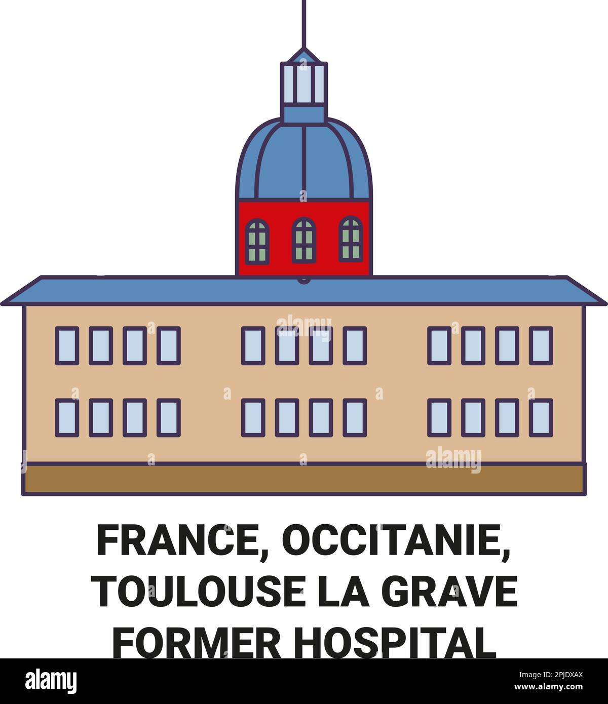 France, Occitanie, Toulouse l'ancien hôpital Voyage scénario illustration Illustration de Vecteur
