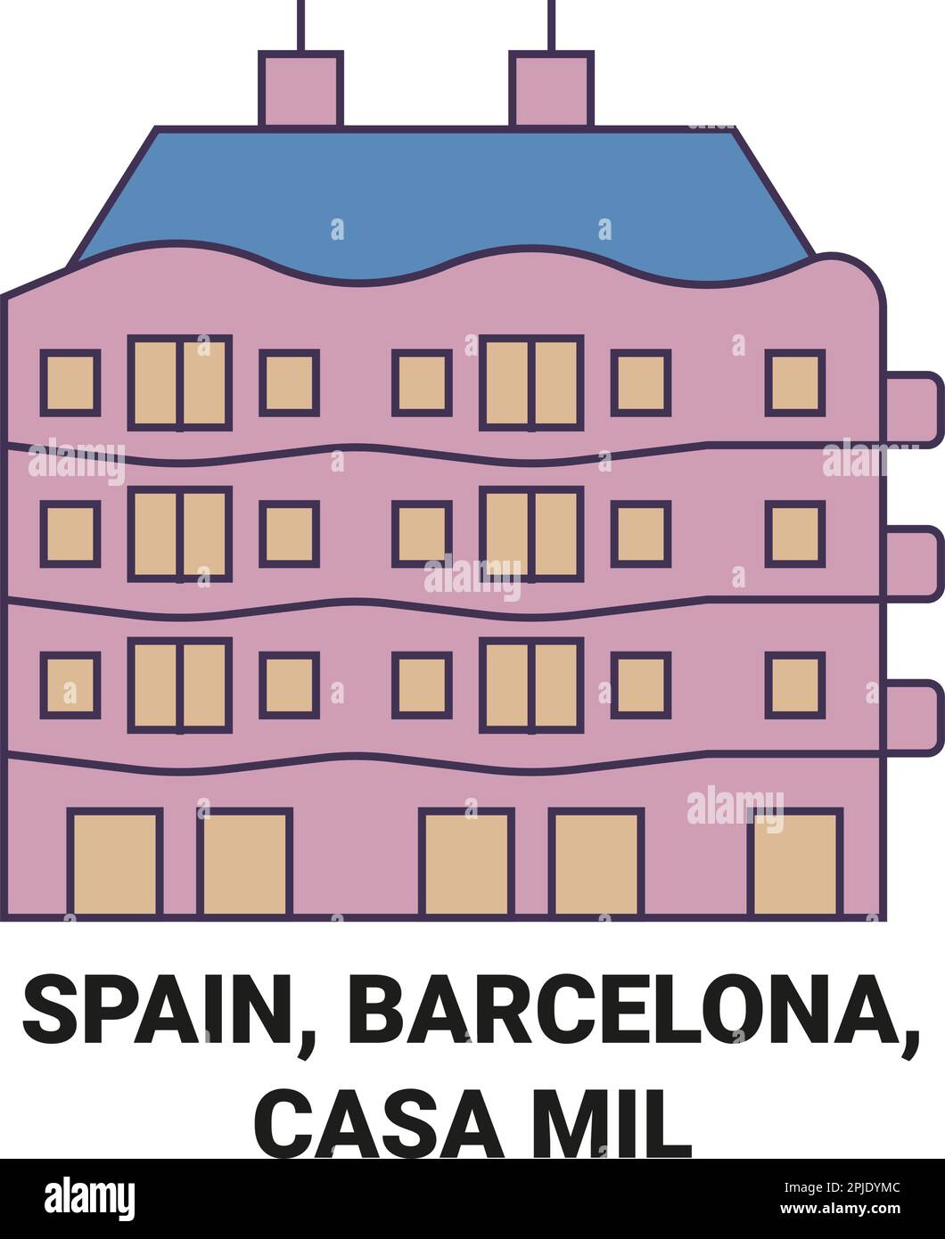 Espagne, Barcelone, Casa Mil voyage illustration vecteur Illustration de Vecteur
