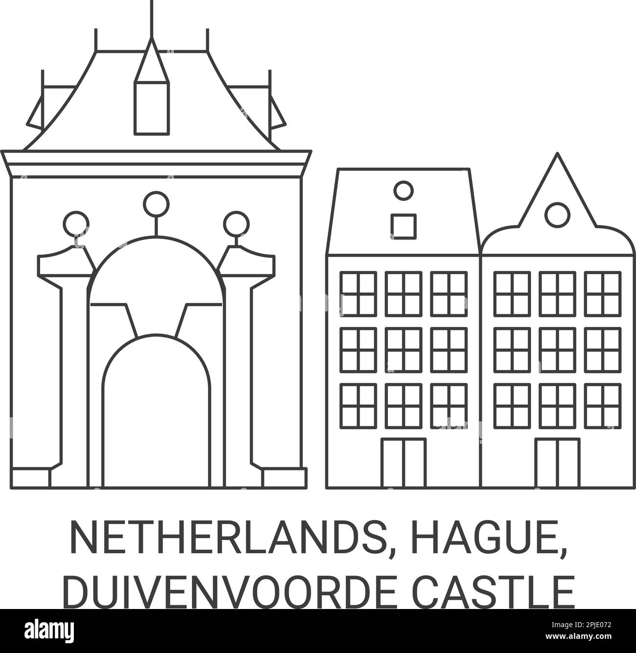 Pays-Bas, la Haye, Château de Duivenvoorde Voyage scénario illustration Illustration de Vecteur