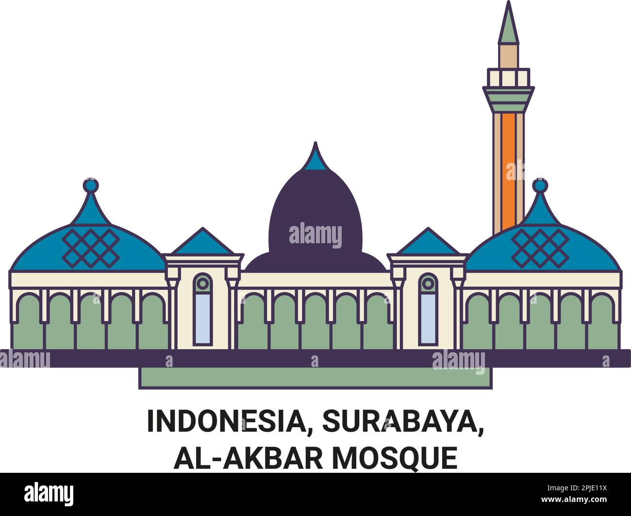 Indonésie, Surabaya, Mosquée Alakbar voyage illustration vecteur Illustration de Vecteur