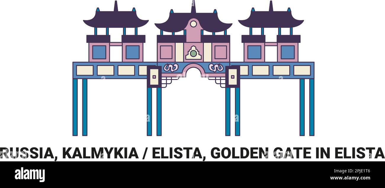 Russie, Elista, Golden Gate à Elista, illustration vectorielle de voyage Illustration de Vecteur