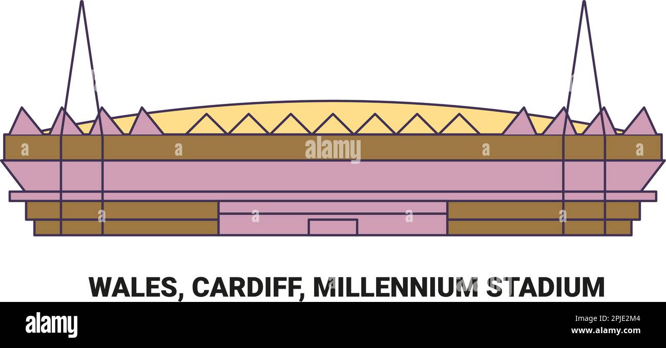 Pays de Galles, Cardiff, Millennium Stadium, illustration vectorielle de voyage Illustration de Vecteur