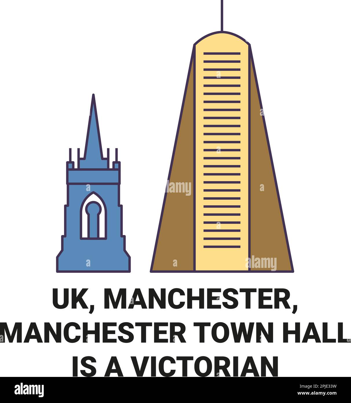 L'hôtel de ville d'Angleterre, Manchester, Manchester est Une illustration vectorielle de voyage victorienne Illustration de Vecteur