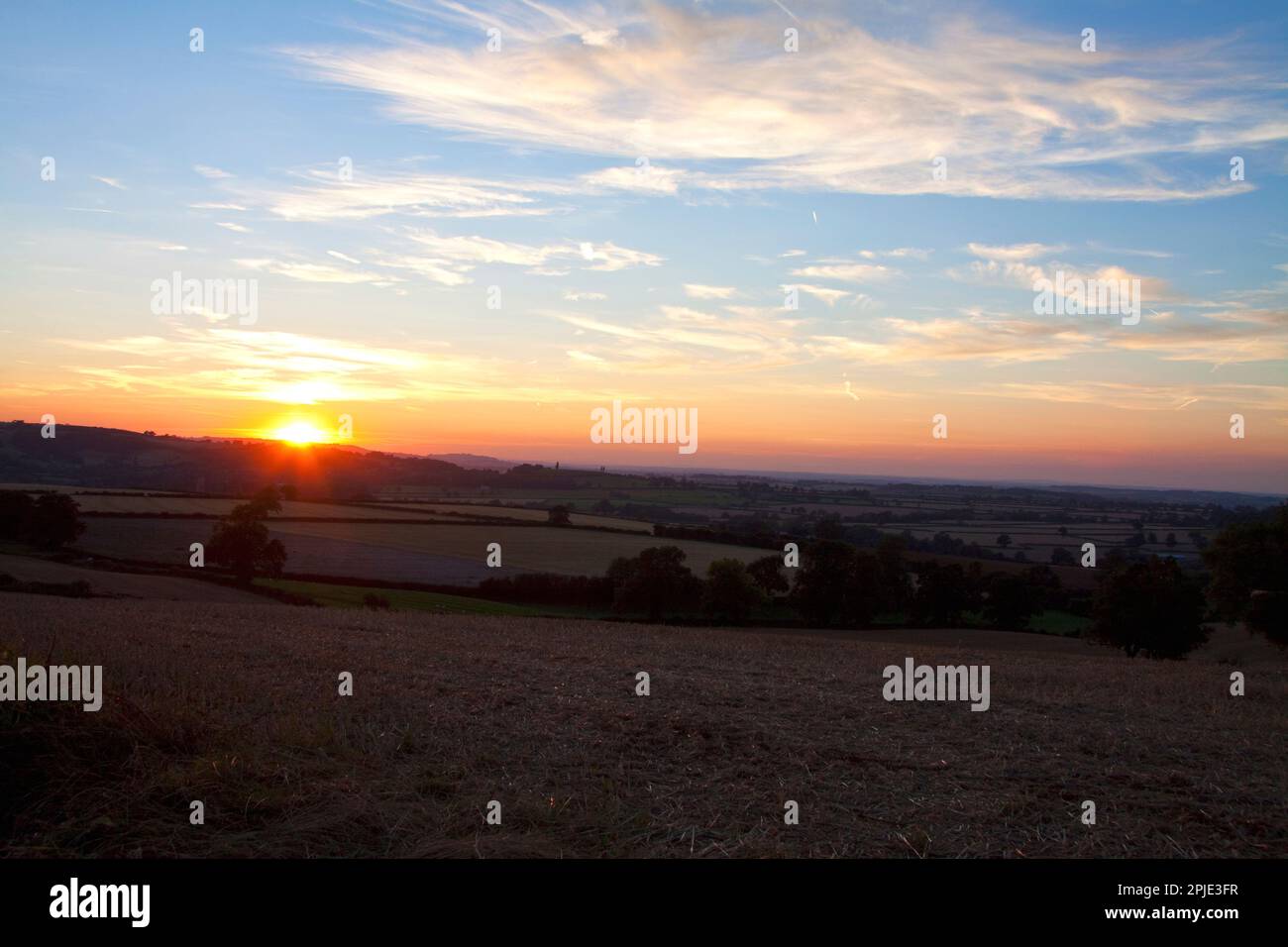 Coucher de soleil sur la campagne de l'Oxfordshire 2023 Banque D'Images