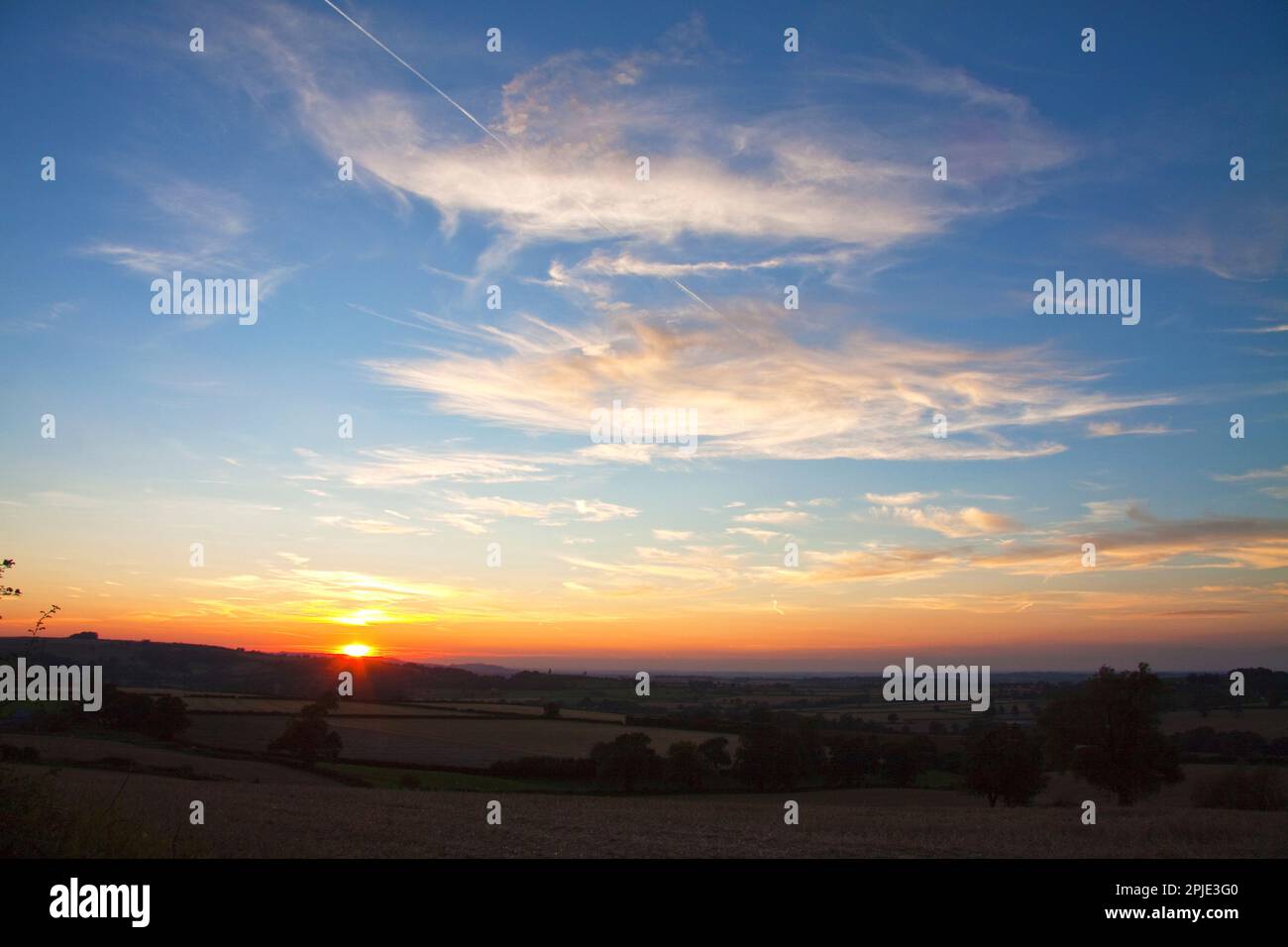 Coucher de soleil sur la campagne de l'Oxfordshire 2023 Banque D'Images