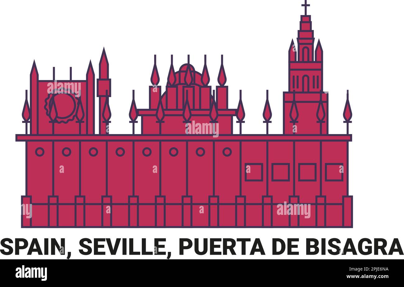 Espagne, Séville, Puerta de Bisagra, illustration du vecteur de voyage Illustration de Vecteur