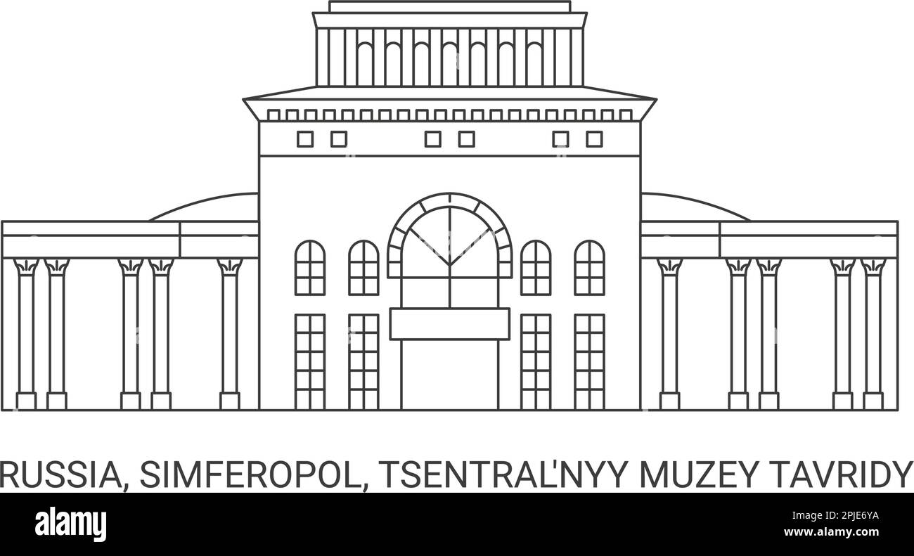 Russie, Simferopol, Tsentrall'nyy Muzey Tavridy, illustration vectorielle de voyage Illustration de Vecteur