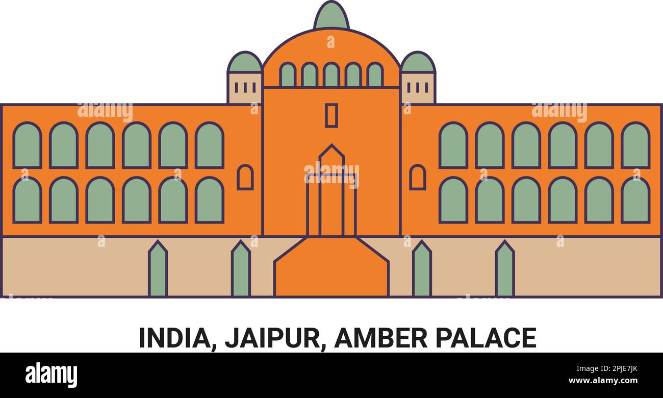 Inde, Jaipur, Amber Palace, illustration vectorielle de voyage Illustration de Vecteur