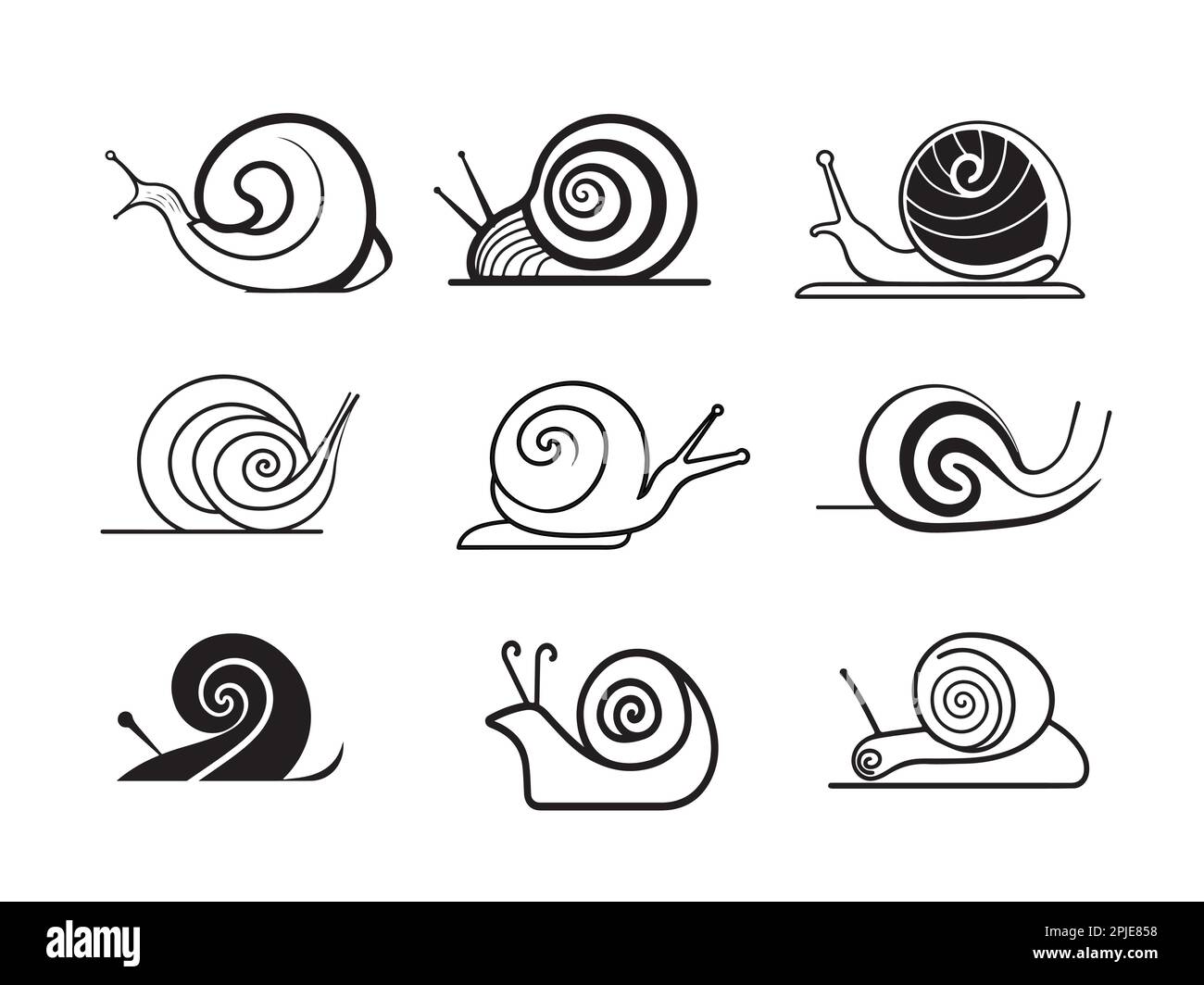 Icônes de collection d'escargot illustration d'esquisse dessinée à la main Illustration de Vecteur