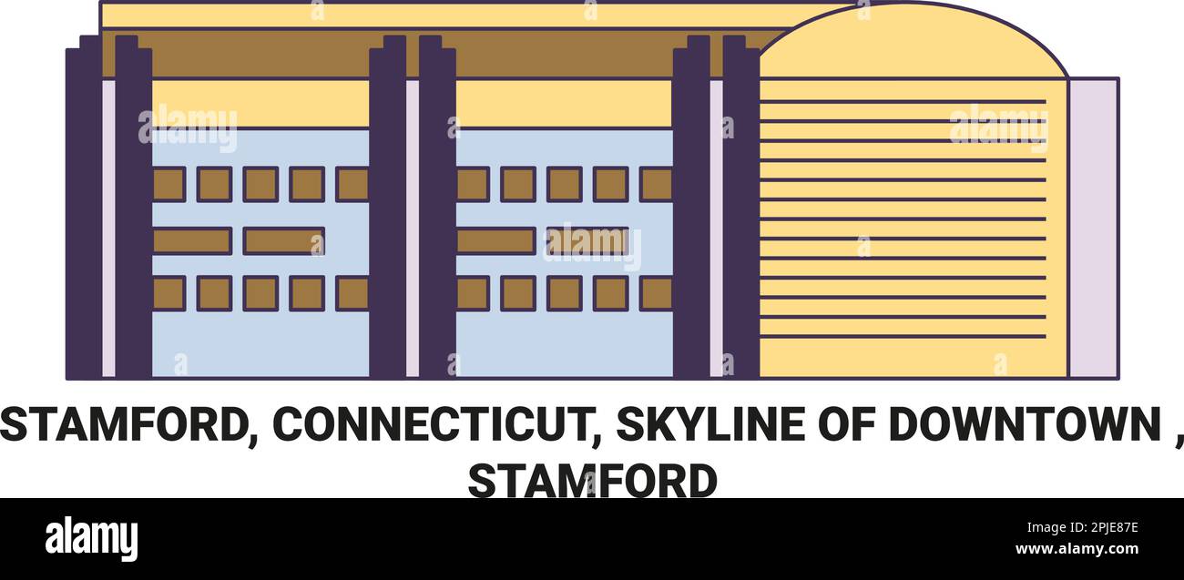 États-Unis, Stamford, Connecticut, Skyline du centre-ville, illustration vectorielle de l'événement de voyage Stamford Illustration de Vecteur