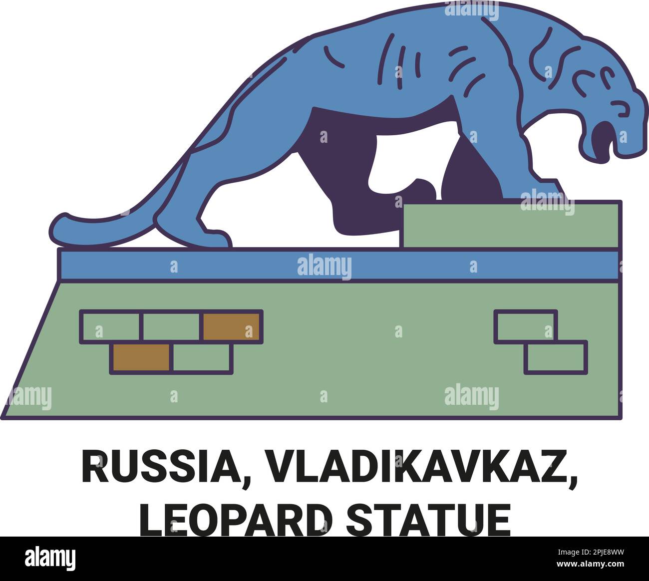 Russie, Vladikavkaz, Leopard Statue voyage illustration vectorielle Illustration de Vecteur