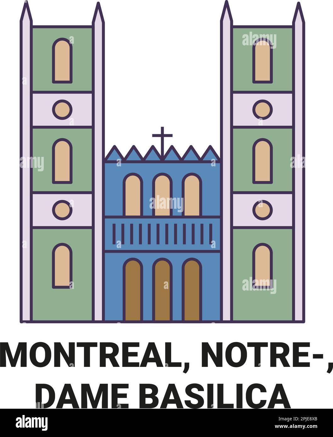 Canada, Montréal, Basilique Notredame voyage illustration vectorielle Illustration de Vecteur