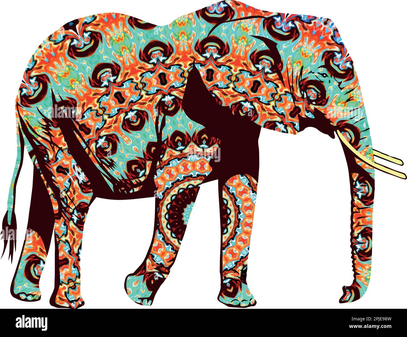 Illustration d'éléphant décoratif vectoriel. Carte de mariage indienne à thème indien Illustration de Vecteur