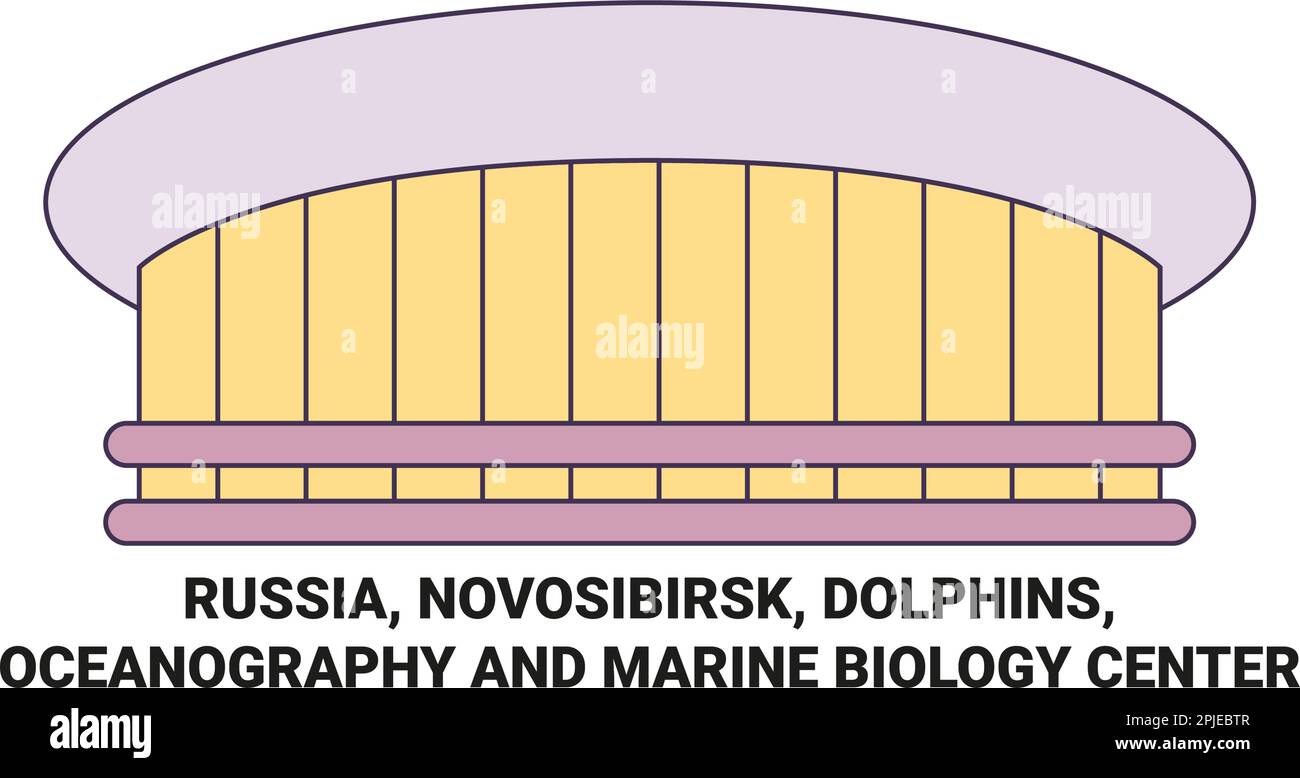 Russie, Novosibirsk, dauphins, Océanographie et centre de biologie marine, illustration vectorielle de voyage Illustration de Vecteur