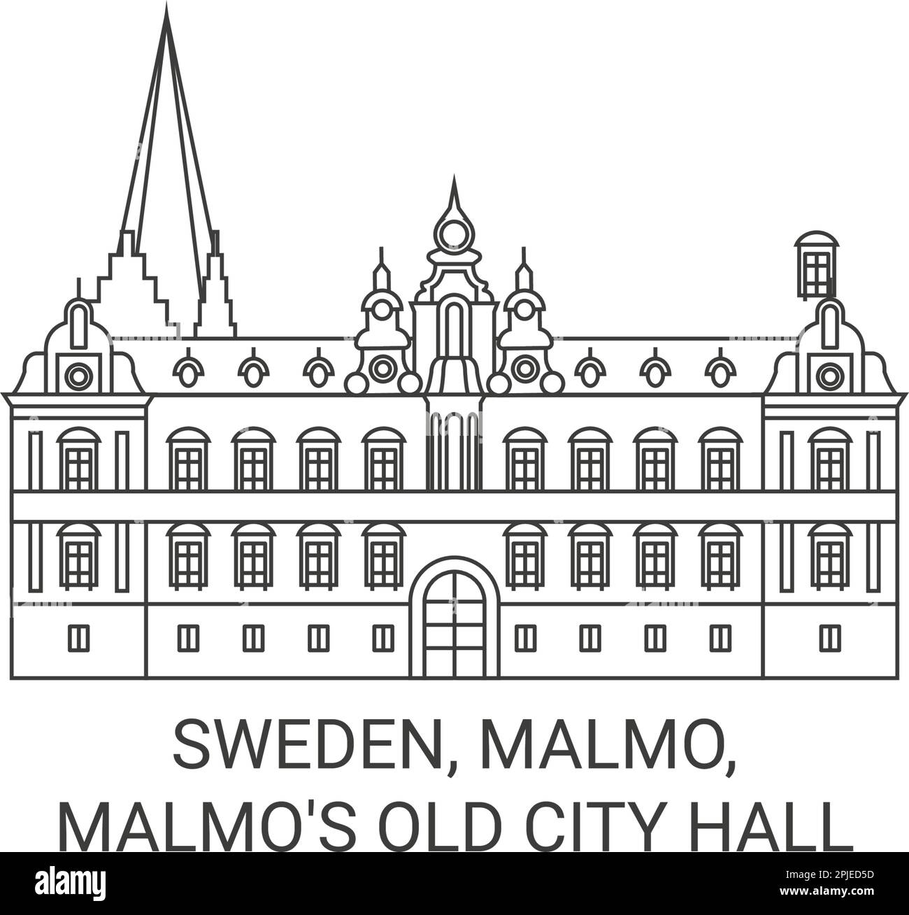 Suède, Malmö, Malmö Old City Hall Voyage illustration du vecteur de repère Illustration de Vecteur