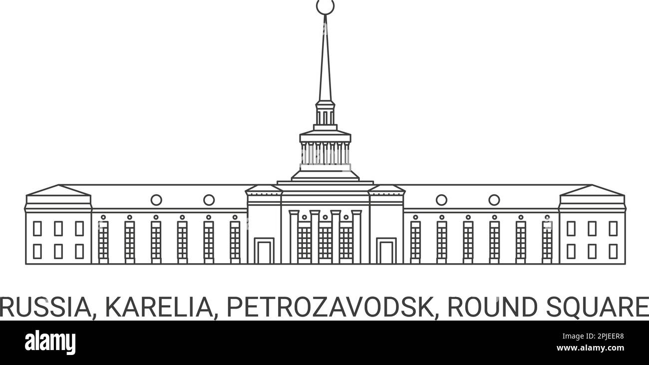 Russie, Carélie, Petrozavodsk, Round Square , illustration vectorielle de voyage Illustration de Vecteur