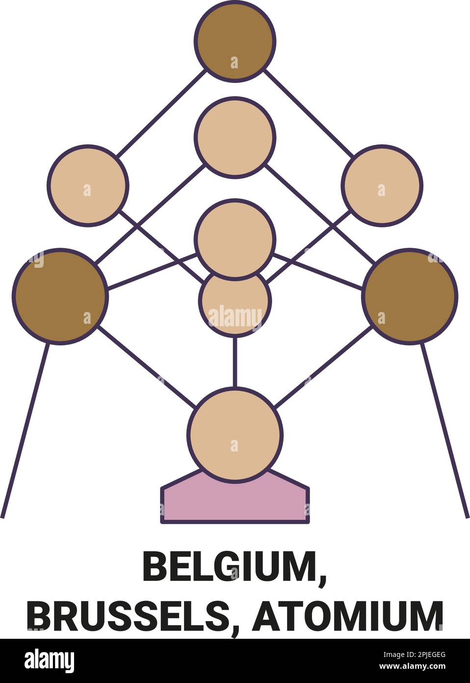 Belgique, Bruxelles, illustration vectorielle du voyage Atomium Illustration de Vecteur