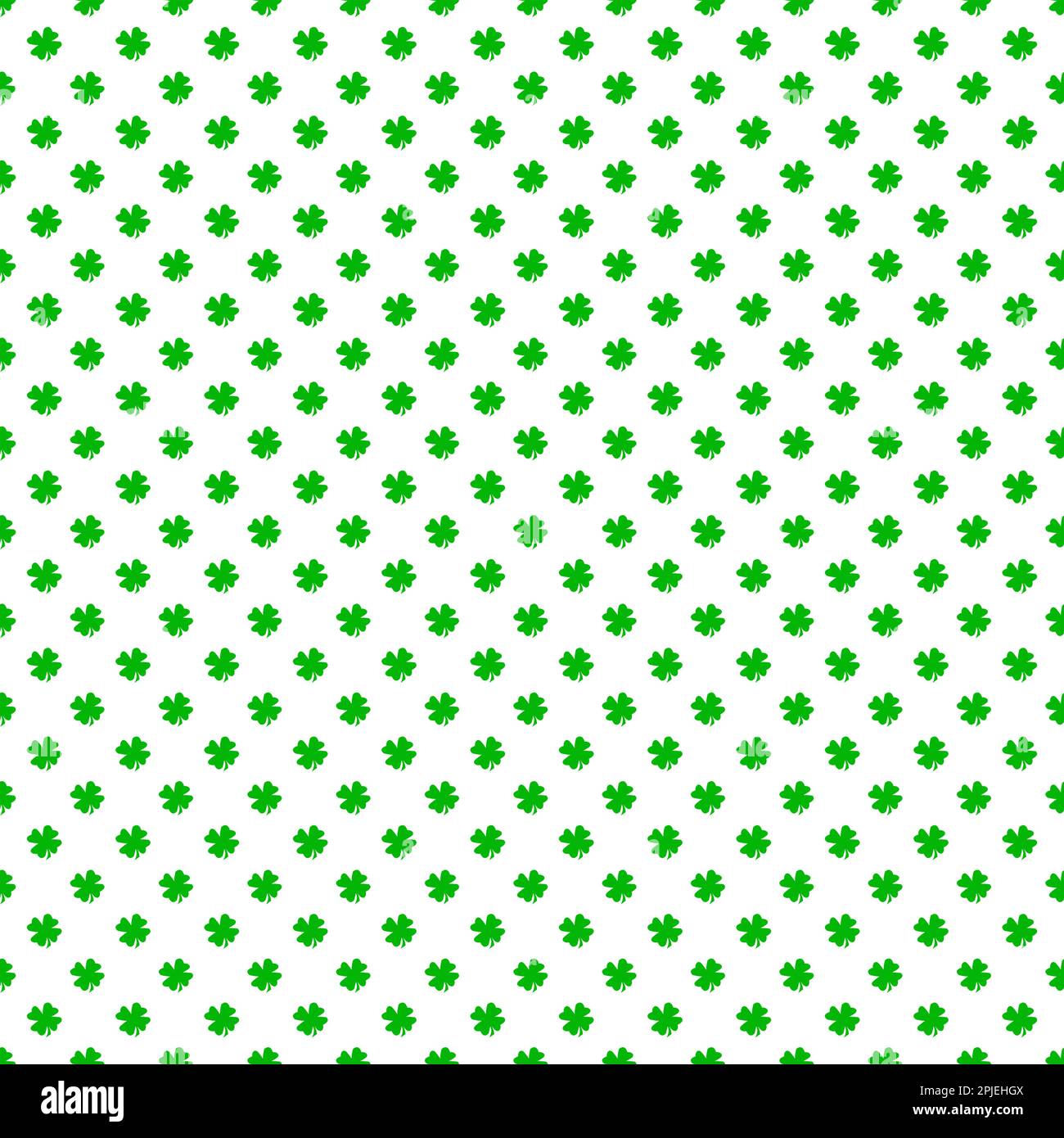 Motif sans couture de feuilles de trèfle vertes à quatre feuilles sur fond blanc Banque D'Images