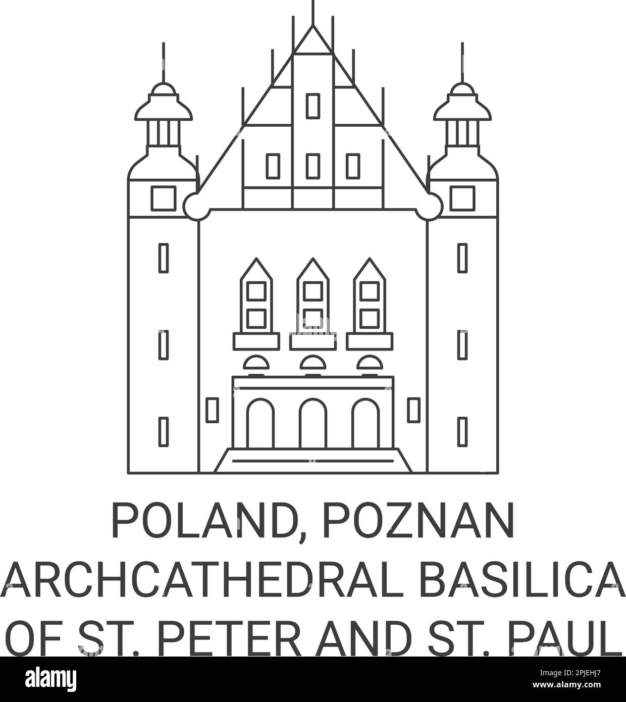 Pologne, Poznan, basilique de l'Archcathédrale Saint-Laurent Pierre et Saint Illustration du vecteur de repère de Paul Travel Illustration de Vecteur