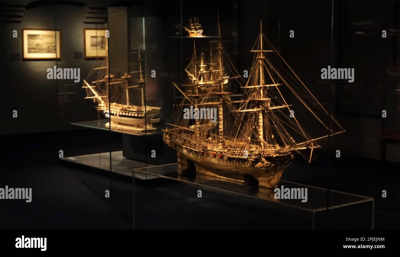 À l'intérieur du Musée maritime international de Hambourg, les bateaux et les bateaux d'art miniatures Banque D'Images