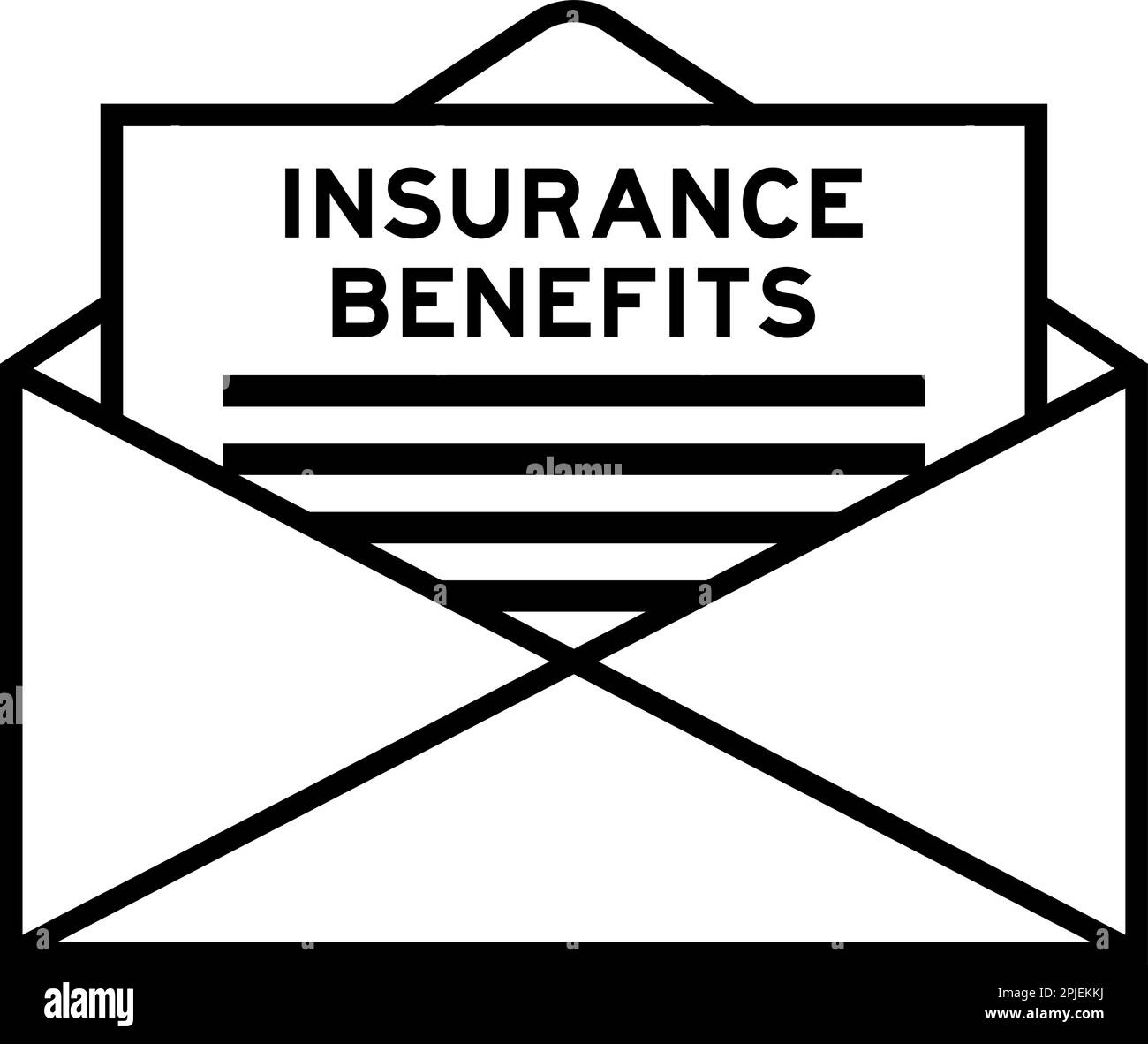 Enveloppe et lettre signe avec mot assurance prestations comme le titre Illustration de Vecteur