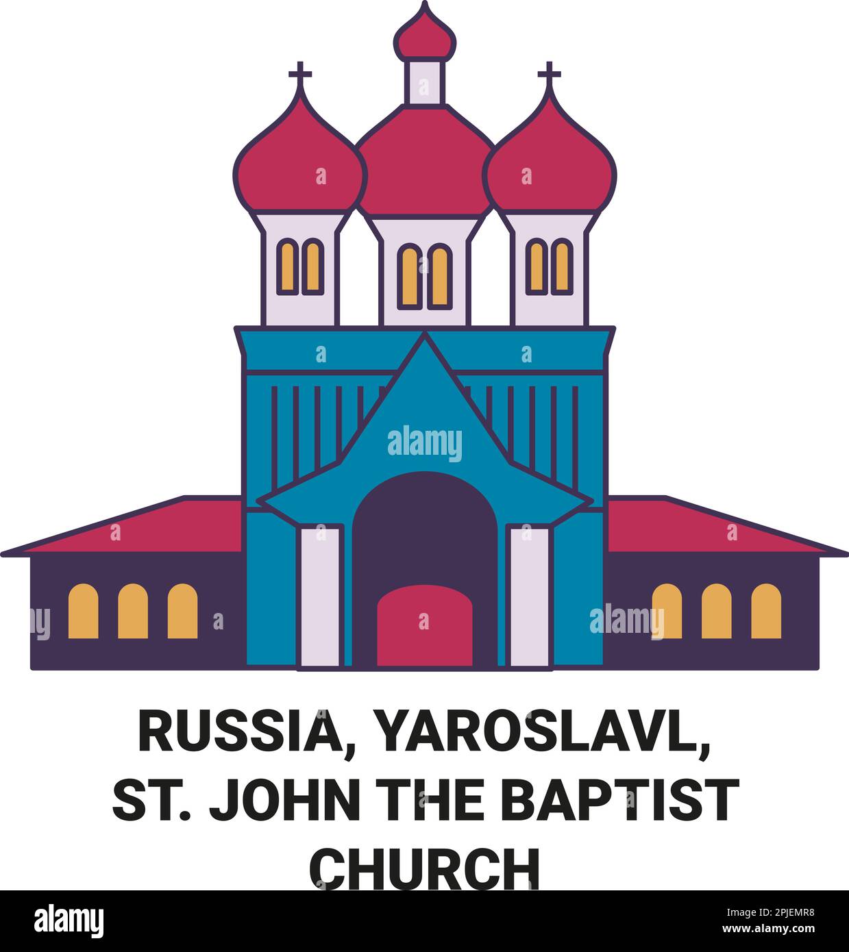 Russie, Yaroslavl, St. Illustration vectorielle du voyage de l'église baptiste de Jean Illustration de Vecteur
