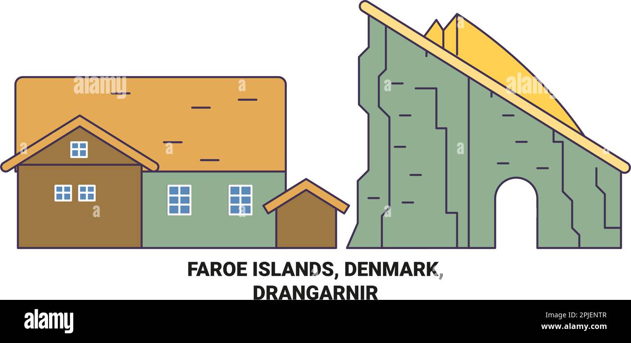 Danemark, îles Féroé, Dransaisi Voyage illustration du vecteur de repère Illustration de Vecteur