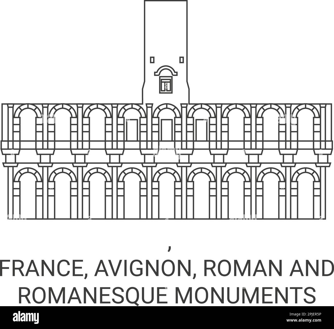 France, Avignon, monuments romains et romains voyagent illustration vectorielle Illustration de Vecteur