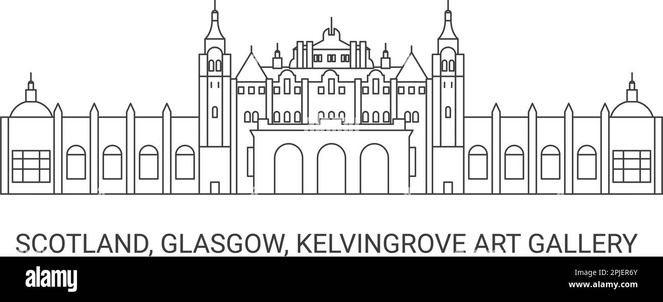 Écosse, Glasgow, Kelvingrove Art Gallery, illustration vectorielle de voyage Illustration de Vecteur